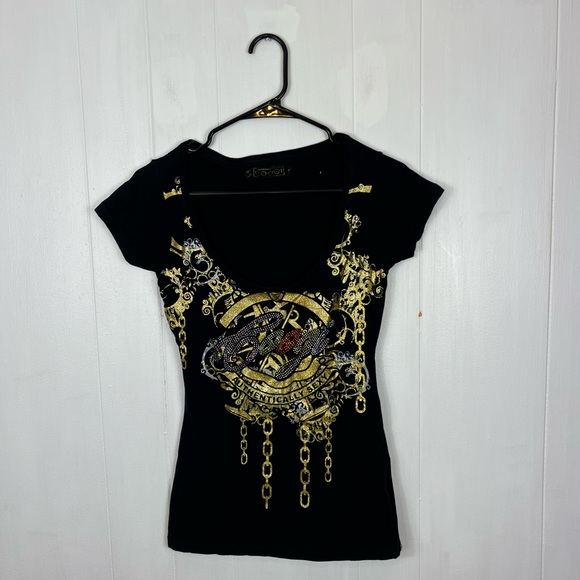 COOGI Tops - Coogi Y2K Bedazzled Embellished Graphic T-Shirt Sz S